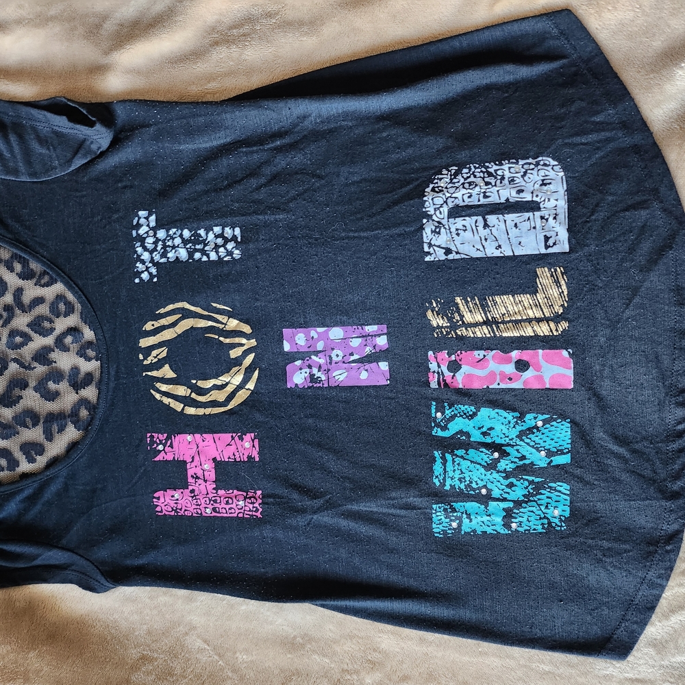 Black and Pink Short Sleeve Tee with Vibrant Graphics